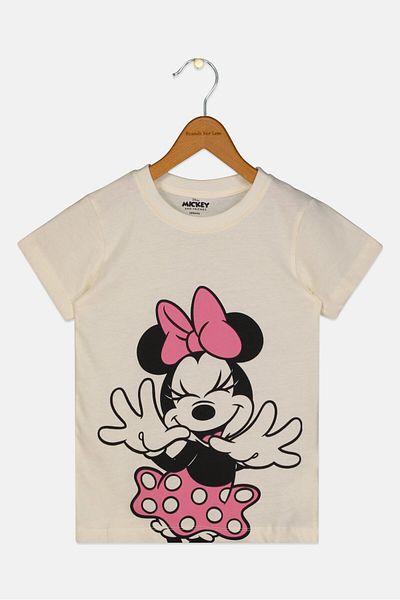 Disney Kids Girl Mickey And Friends Graphic Print T-Shirt, Cream