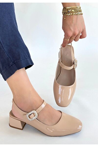 Işıltı kidss Gowe Nude Patent Leather Heeled Shoes