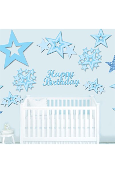 PARTİ SEPETİ Ornament decorativ de perete cu stele „La mulți ani”