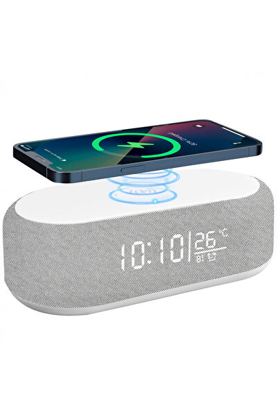 OEM Ceas deșteptător digital, încărcare wireless 15W pentru iPhone/Samsung, difuzor Bluetooth, 9 culori, temperatură