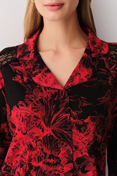 SUWEN Dragon Shirt Collar Pajama Set