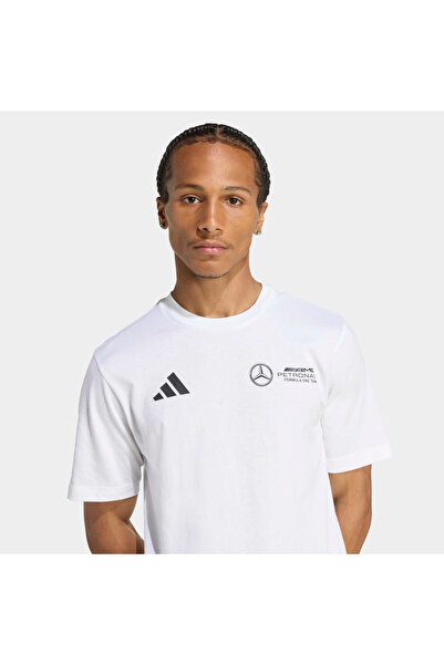 adidas Ανδρικό λευκό μπλουζάκι με γραφικό σχέδιο της ομάδας Mercedes AMG Petronas Formula One (KH1084)