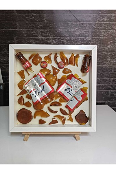 zaykırıksanat Cam Şişe Kırık Sanat Derin Kare Çerçeveli Dekoratif Epoksi Tablo