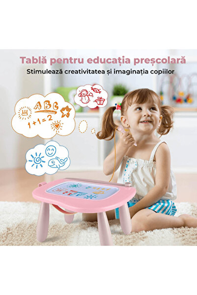 Elindor Magnetic drawing board for children, drawing table, educational toy, pink.