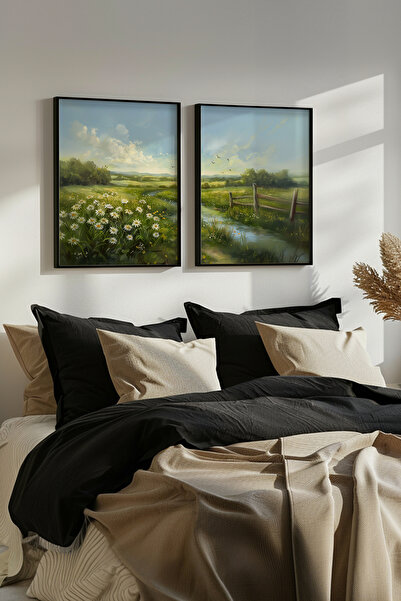 STARYUNA Set de picturi duble cu efect de pictură în ulei, cu cadru din lemn ...