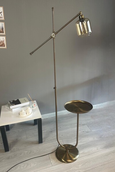 Bamyum Monla Eskitme Gövde Bal Rengi Cam Lambader U Tepsili Makas Gövde Modern Oturma Odası