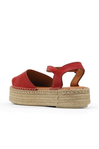 Bueno Shoes Red Leather Women's Espadrille Sandals 01Wq3515