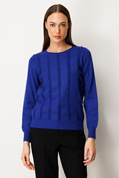 ON Pulover tricotat cu decolteu în formă de guler cu detaliu cu ciucuri