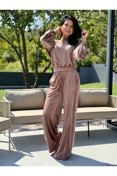 RAMONA BADESCU EXCLUSIVE Women's velvet set - loose blouse and wide pants