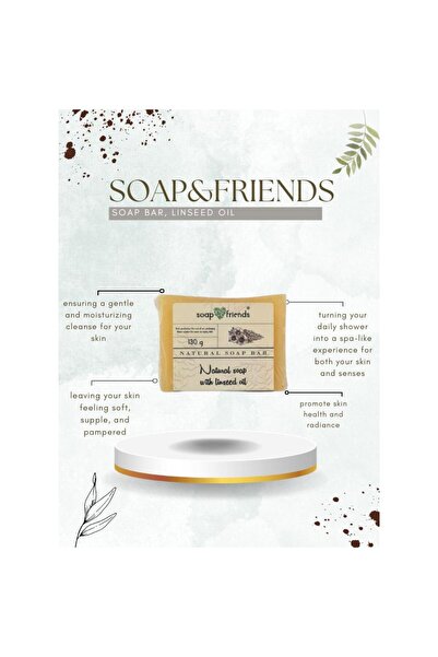 Soap&Friends Natural Grey Soap Bar with Linseed Oil – 130g Moisturizing Handmade Soap
