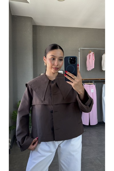 YOUR NAME Trench crop cu guler lat