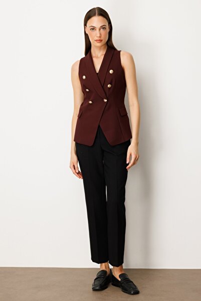 Ekol Double Breasted Collar Cover Pocket Vest