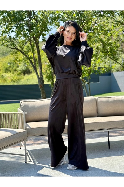 RAMONA BADESCU EXCLUSIVE Women's velvet set - loose blouse and wide pants