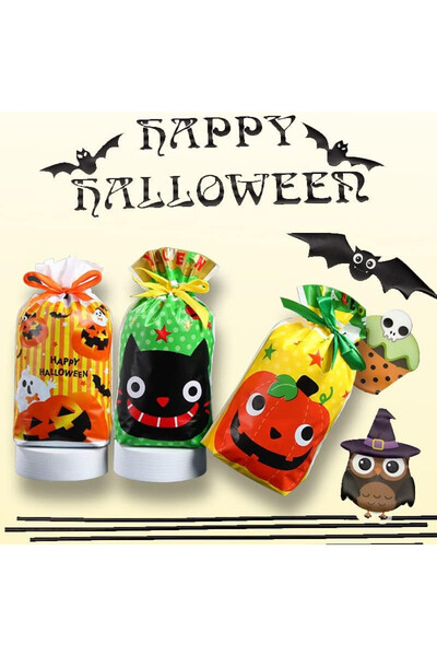 Yixipazh Set of 35 Halloween bags, plastic, multicolor, 15 x 23 cm