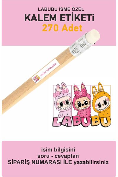 43 cici süsler organizasyon Labubu İsimli Okul Kalem Etiketi Kalem Sticker Se...