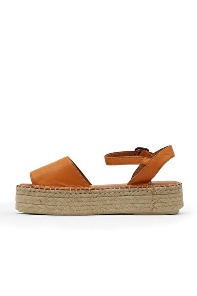 Bueno Shoes Orange Leather Women's Espadrille Sandals 01Wq3515