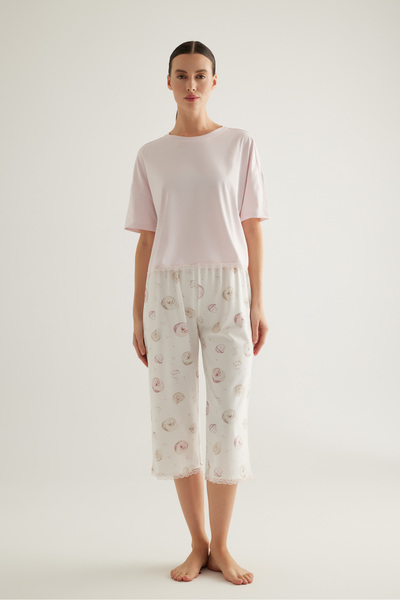 Hays Kadın Pamuklu Kısa Kollu Kapri Pijama Takımı