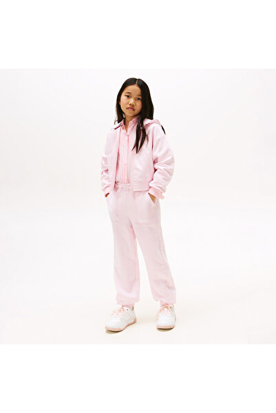 Tommy Hilfiger Textured Logo Çocuk Pembe Eşofman Altı