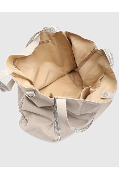 İLVİ Carla Bej Kanvas Kadın Omuz Çantası