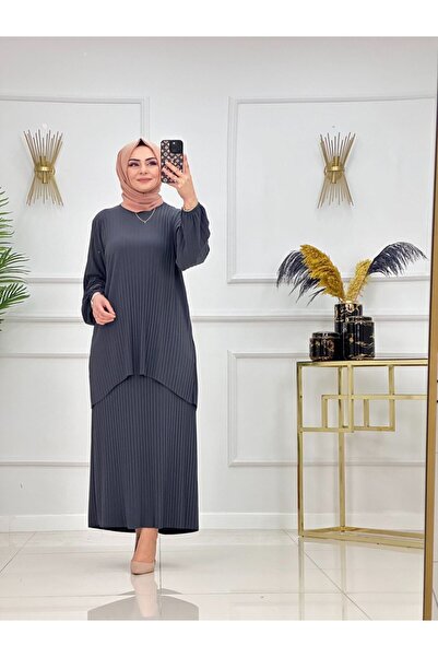 Enans Design Γυναικείο Σετ Hijab 2 τεμαχίων Πλισέ φούστα & Ασύμμετρο Σετ τουνίκ