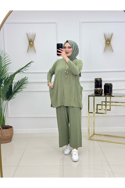 Enans Design Women's Hijab 2 Piece Set Tunic & Pants Set