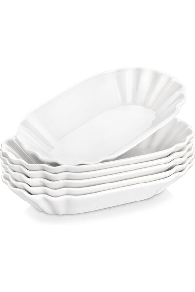 Malacasa Porcelain serving platter, 8 pieces 20 x 12 cm, serving plate for appetizers, desserts