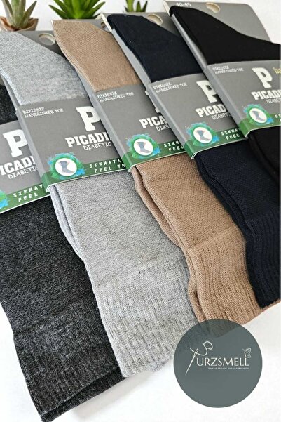 urzsmell 6 Li Pack Socket Bamboo Socks Non-Squeezing Rubber Rice Knitted Comfortable Socks Anthracite