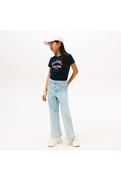 Tommy Hilfiger Glitter Curve NYC Logo Çocuk Lacivert T-Shirt