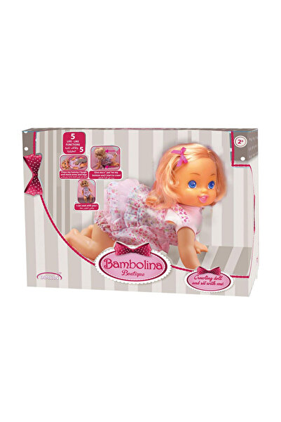 BAMBOLİNA دمية ديميان الزاحفة للبنات باللون الوردي