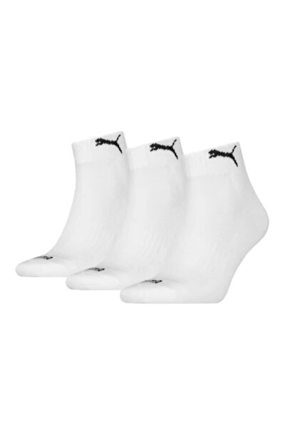 Puma Unisex Quartersocken, 3er Pack - Cushioned Quarter 3P, Logo, einfarbig