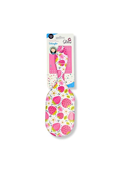 glitters Tropical Fruit Print Hair Brush, Paddle Style with Gentle Pins, Detangling Bristles