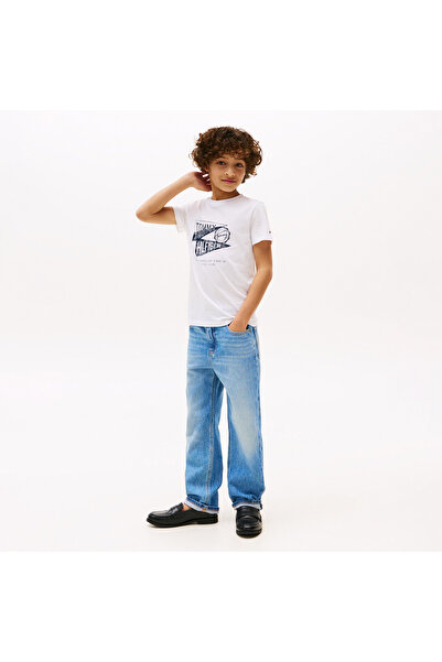 Tommy Hilfiger Tommy Hilfiger Textured Graphic Çocuk Beyaz T-Shirt