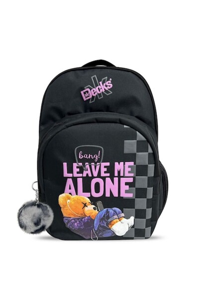 DECKS Black Backpack with Bear Print