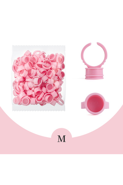 Choice1 PinkM GLAMLASH 100 قطعة/حقيبة من غراء تمديد الرموش للاستخدام مرة واحدة وحلقة وكوب وحامل صبغة الوشم