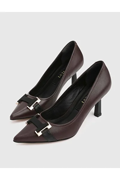 İLVİ Lizone Genuine Leather Brown Women's Heeled Shoes