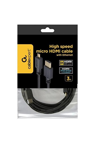 Gembird Cablu video adaptor HDMI (T) la Micro-HDMI (T), 3 m, conectori auriti, Negru