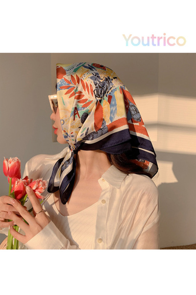 Youtrico Early autumn, pattern printed silk scarf, square scarf&neckerchief& bag scarf,70*70cm