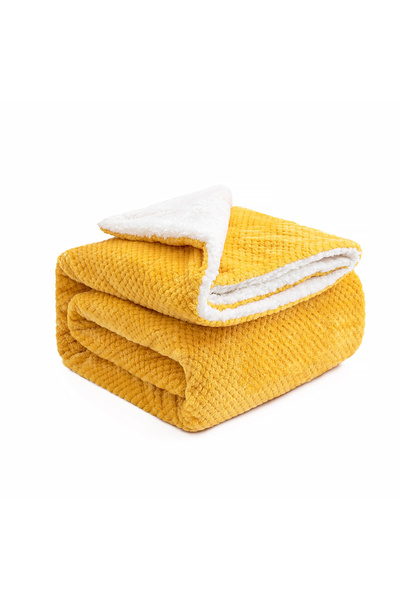OEM Thick, soft, lightweight, double-sided blanket, white, yellow 150x200 cm
