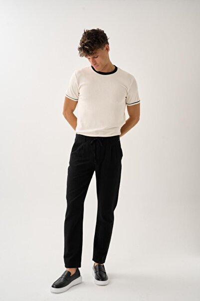ALEXANDERGARDI Pleated Lace-Up Casual Linen Trousers