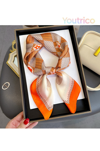 Youtrico Early autumn, pattern printed silk scarf, square scarf&neckerchief& bag scarf,70*70cm