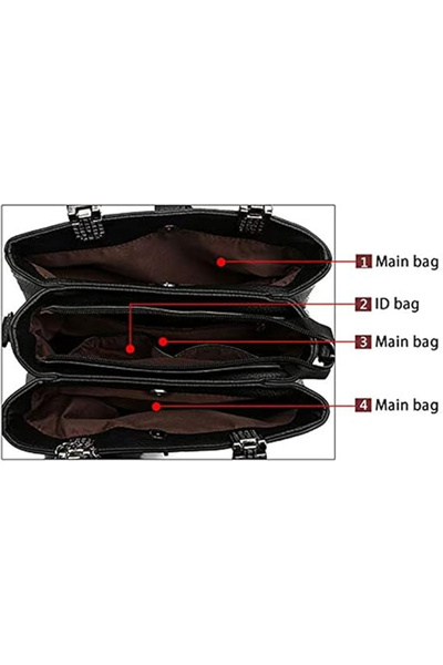 OEM Elegant red PU leather handbag with 3 compartments and shoulder strap