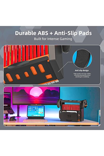 erorex حامل تخزين متعدد الوظائف لمنصة سويتش 2 وحامل أقراص بطاقات الألعاب العالمي لجهاز نينتندو سويتش