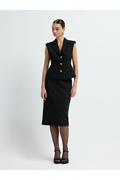 adL Arkadan Fermuarlı Kalem Etek