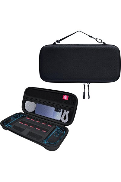 erorex Carrying Case For Switch 2 Water Resistant Hard Shell With 10 Game Card Slots (Black)