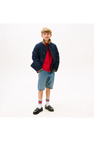 Tommy Hilfiger Contrast Collar Quilted Relaxed Children's Navy Blue Jacket