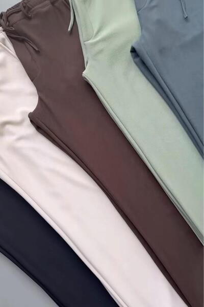 NO 601 Men's Brown Crepe Fabric Buttoned Double Leg Fabric Jogger Pantalon