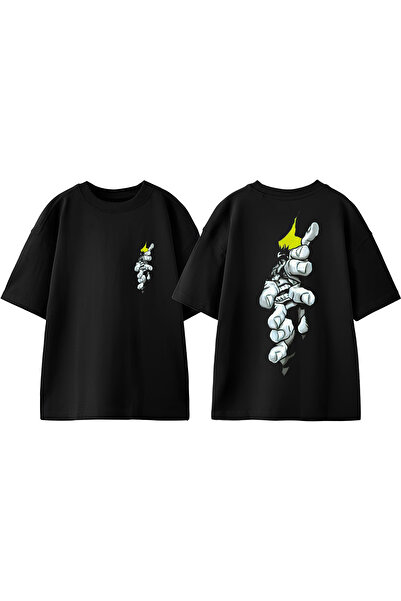 Anetos Tricou Titan Design Back cu imprimeu Cotton Black supradimensionat