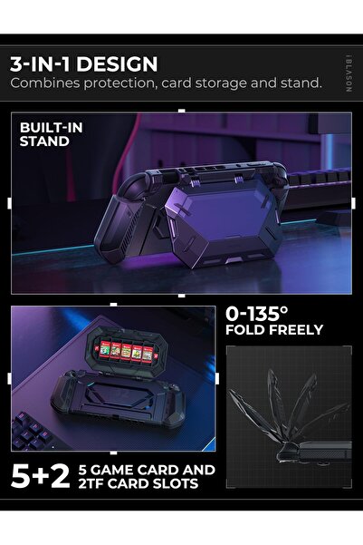 erorex حافظة نينتندو سويتش 2 مع حامل وقاعدة تثبيت وقبضة مريحة وغطاء حماية ممتص للصدمات لجهاز سويتش 2