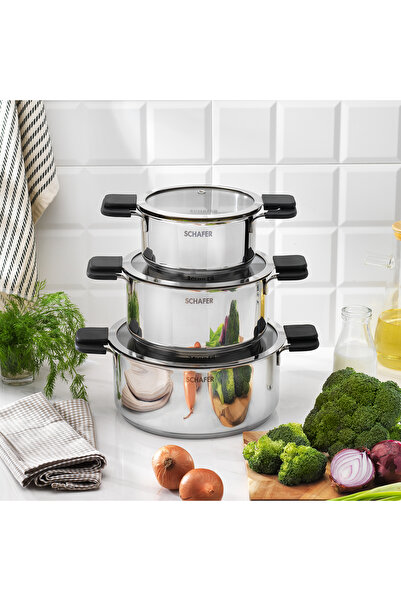Schafer Iconic Steel Cookware Set 6 Pieces-Inox