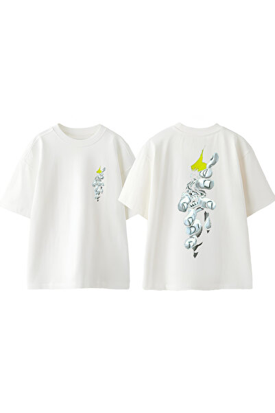 Anetos Tricou Titan Design Back cu imprimeu Cotton White supradimensionat